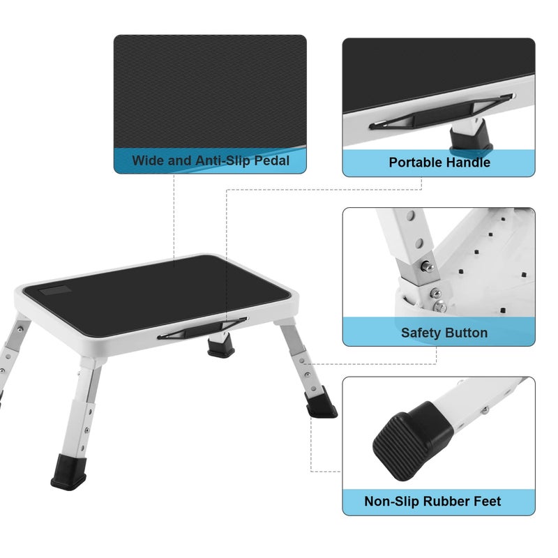 Jocauto Folding Step Stool  Height-Adjustable Step Stool with Non-Slip Platform  Step Ladder for Adults or Kids in Kitchen  Home  330 Lbs Capacity - Image 4
